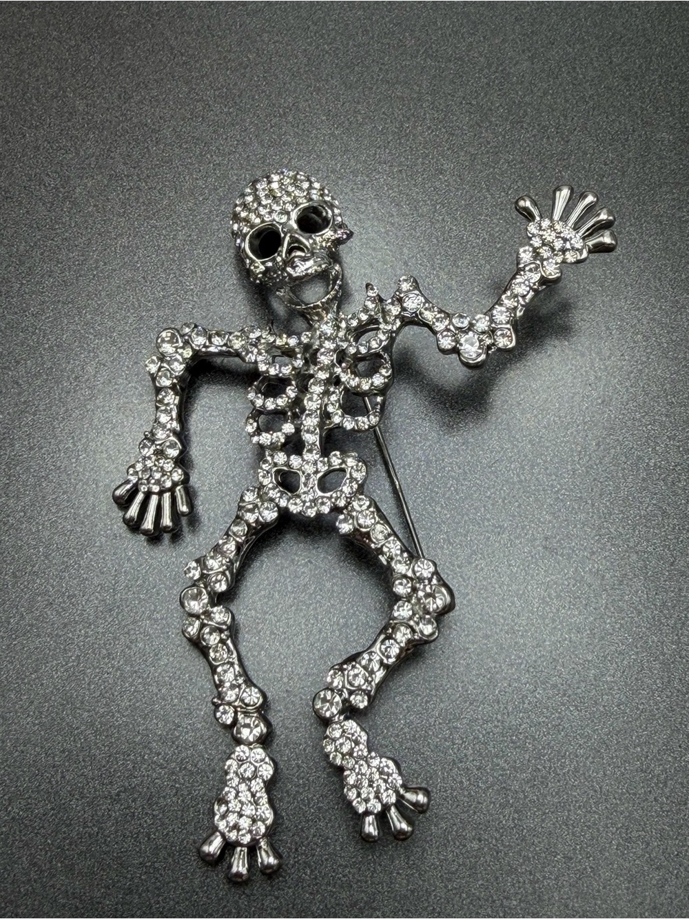 Halloween Crystal Skeleton Brooch